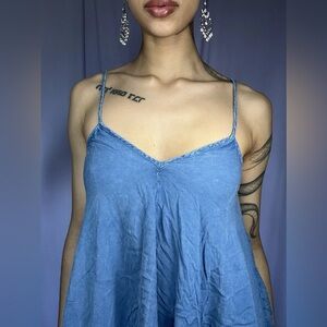 Beachwear by Japna Blue Asymmetrical Sleeveless Midi Dress Size M Tassel Trim
